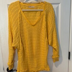 We The Free Yellow Textured Knit Hoodie.   NWOT